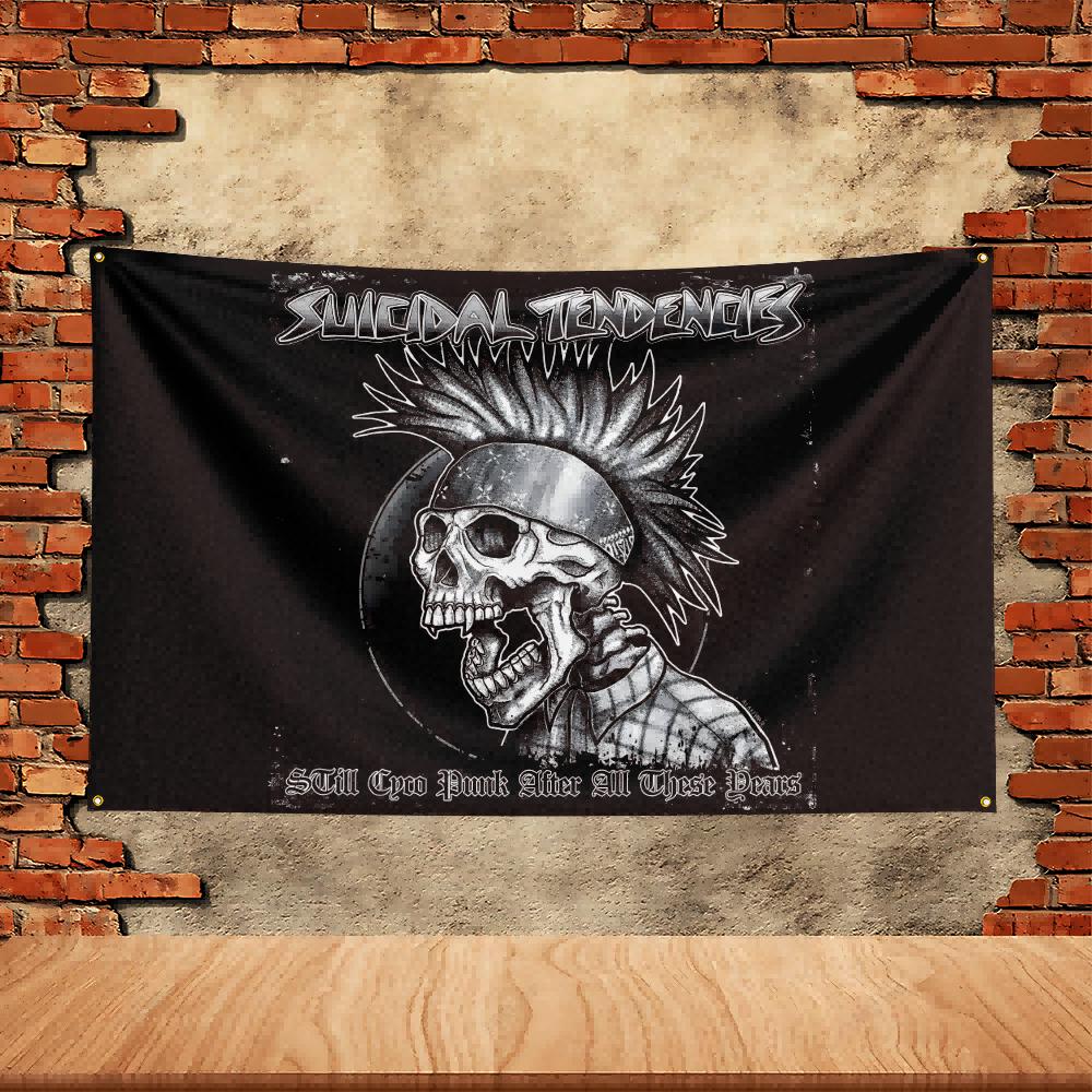 Suicidal Tendency Band Party Flag Polyester Printed Flag Banner Tapestry for Garden Garage Decoration Concert Flag