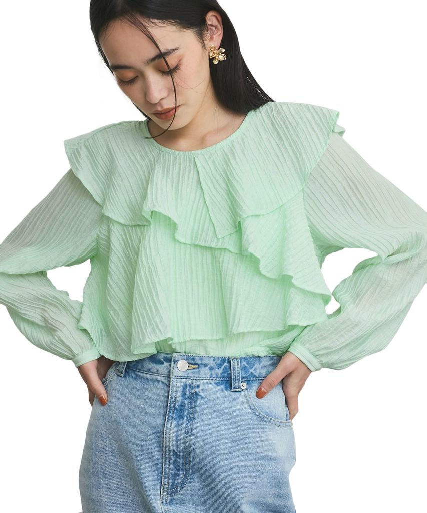 Washable Ruffle Collar Light Green [BIS] Blouse, Women's, (33)