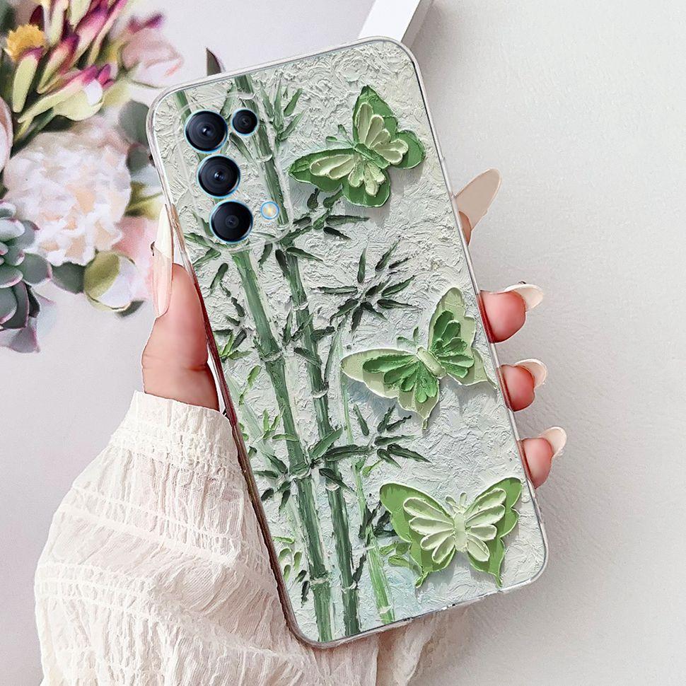 For Oppo Reno5 5G Case Stylish Flower Butterfly Soft Silicone Case For Oppo Reno5 Reno 5 K 5K Cases CPH2145 Cover Coque Bumper