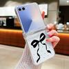 Pink Black Bowknot Pattern Phone Case For Samsung Galaxy Z Flip 7 FE 6 5 4 3 5G Folding Hard PC Clear Cover For Samsung Z Flip7