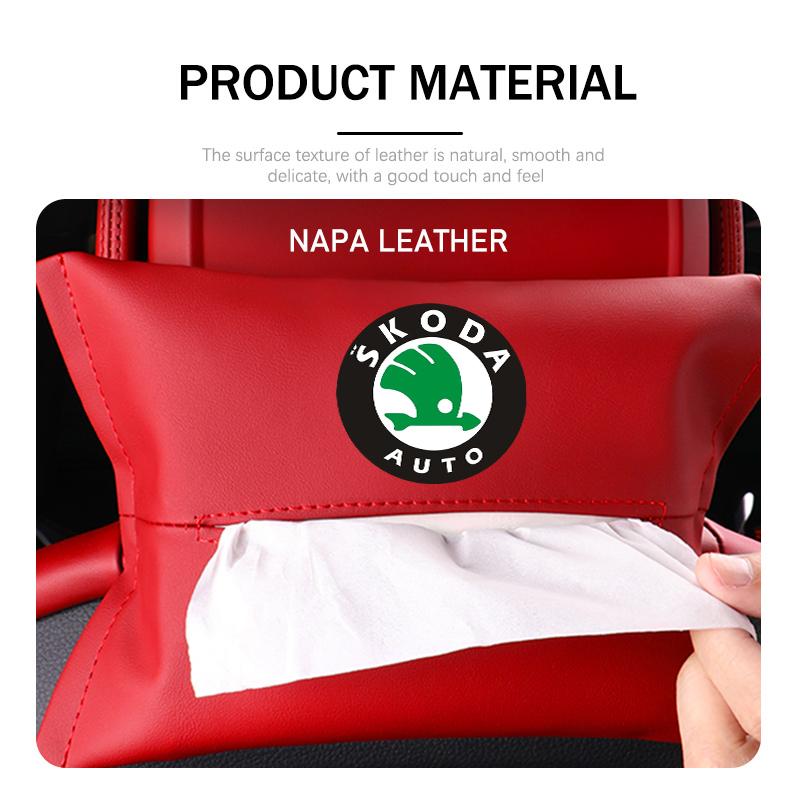 AAFO1 Car Armrest Box Seat Back Hanging Tissue Bag Cover Tissue Storage Accessories For Skoda Kamiq Karoq Octavia 2 3 Rapid Scala Kami