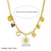 Gold Multi Charm Necklace For Women Stainless Steel Heart Flower Butterfly Pendant Fashion Jewelry
