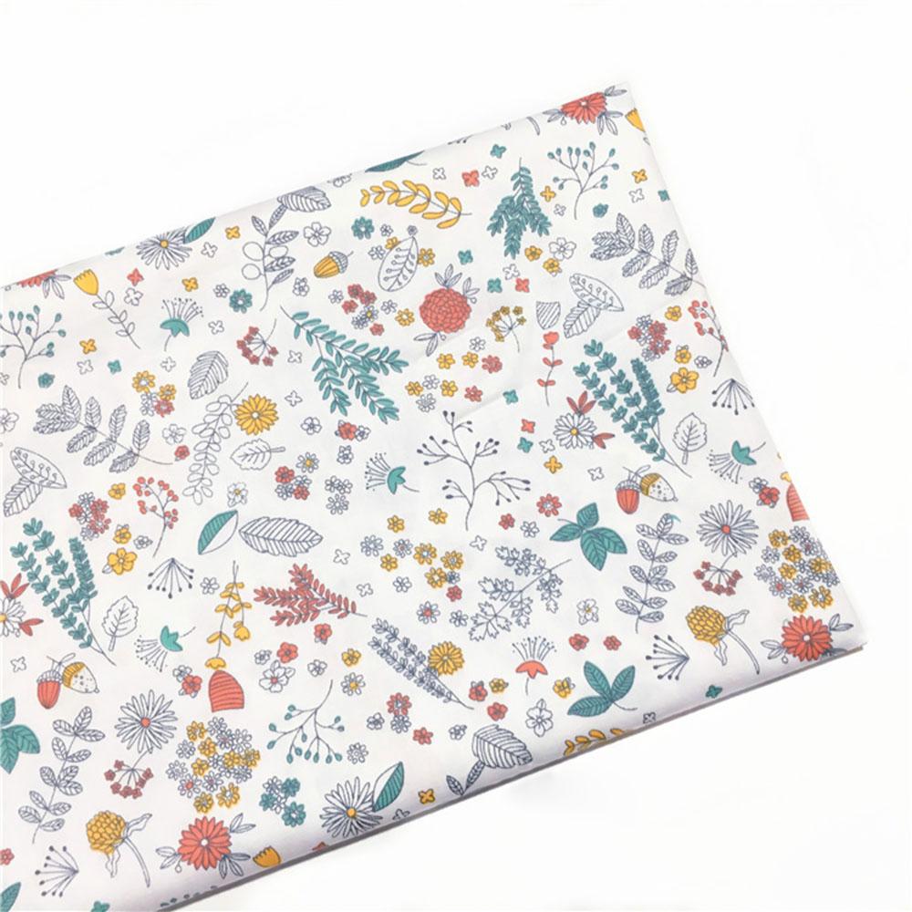 

Floral Printed 100% Cotton Twill Fabric For DIY Dress Sewing Apron Handmade Quilting Needlework Cushions Bedding Home Decoration 45x155CM(17x61in) белый