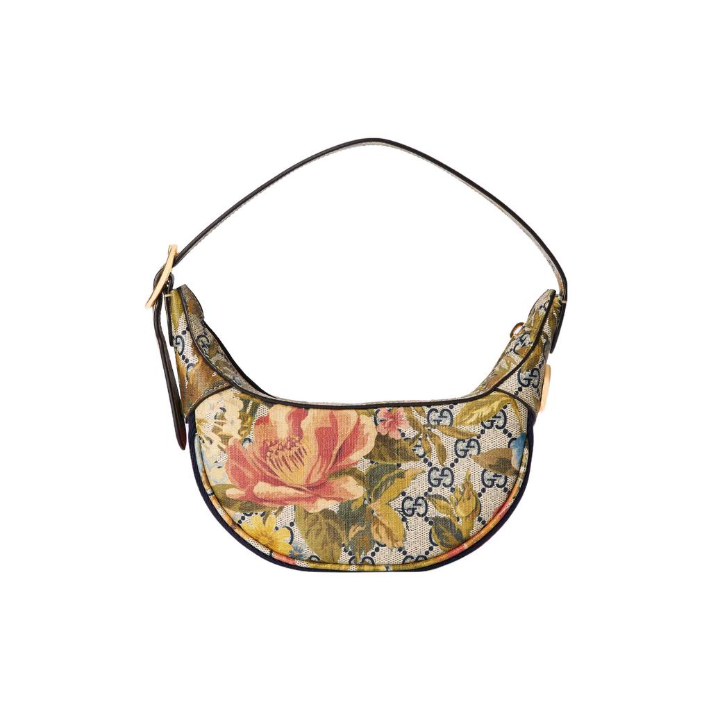 Gucci GG Supreme Floral Print Hobo Shoulder Bag With Gold Hardware For Women Daily Use