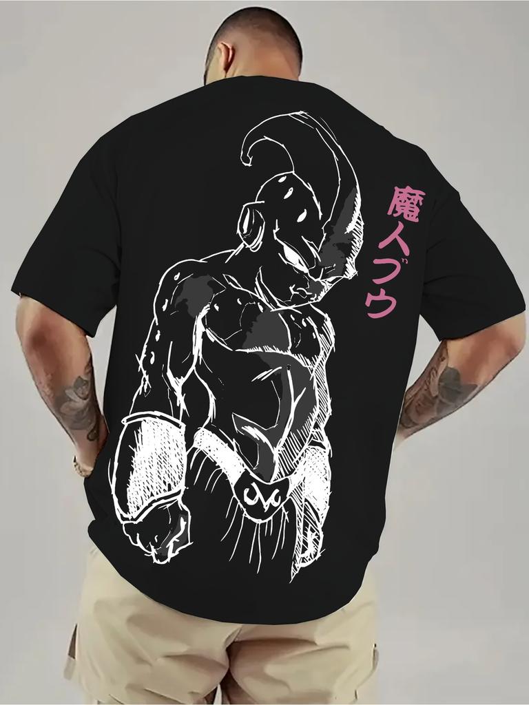 Dragon Ball Hot Blood Anime GOKU Majin Buu Peripheral Printing Summer Men's and Women's T-Shirts Cotton Loose Short Sleeves