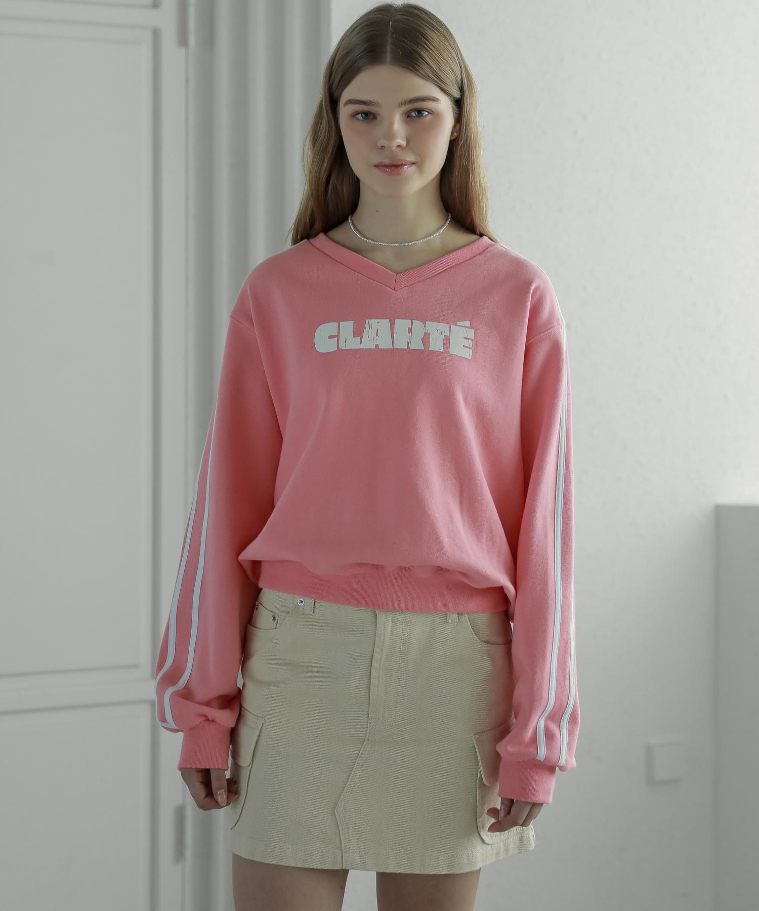Rosiro Lossy Line Point V-Neck Sweatshirt_Pink Free