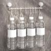 Plastic Material Suction Cup Towel Holder With Hooks Detachable Wall Mounted Towel Rack Practical Functional Shower Towel Rack