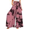 Damen Sommerhose mit weitem Bein, hoher Taille, fließende Taschen, modisch, lässig, lässig, Bohemian-Stil, bedruckt, Strandhose