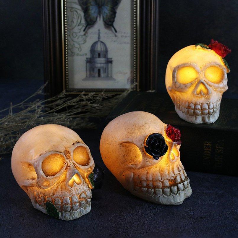 Adornos Halloween Luminous Resin Skull LED Horror Skull Dress Up Props Adornos Halloween Luminous Resin Skull LED Horror Skull Dress Up Props