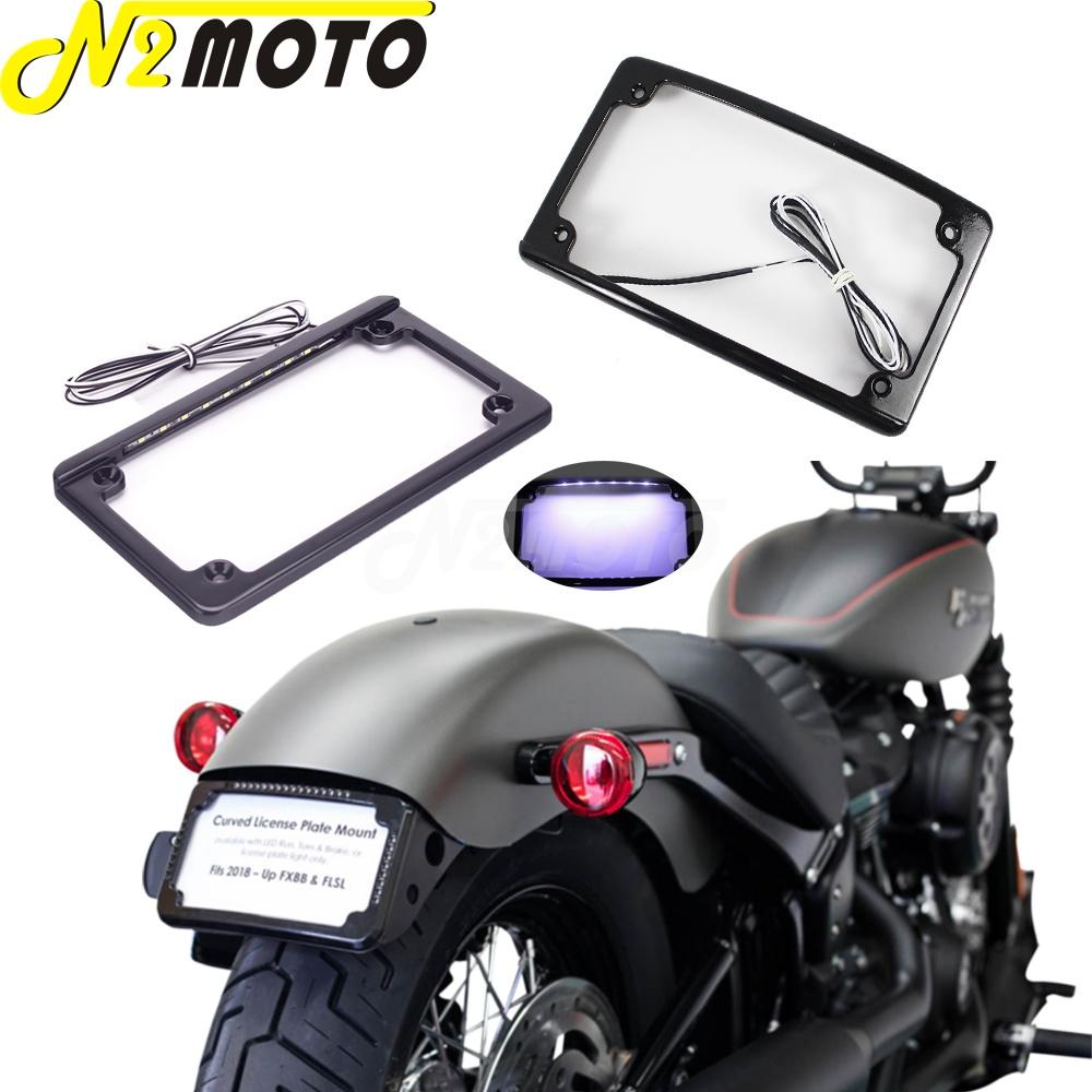 

Изогнутая рамка номерного знака мотоцикла с 6 светодиодами и подсветкой, размер 7-3/16 дюймов; х 4-1/4 дюйма; Номерной знак для Harley XL Cafe Racer