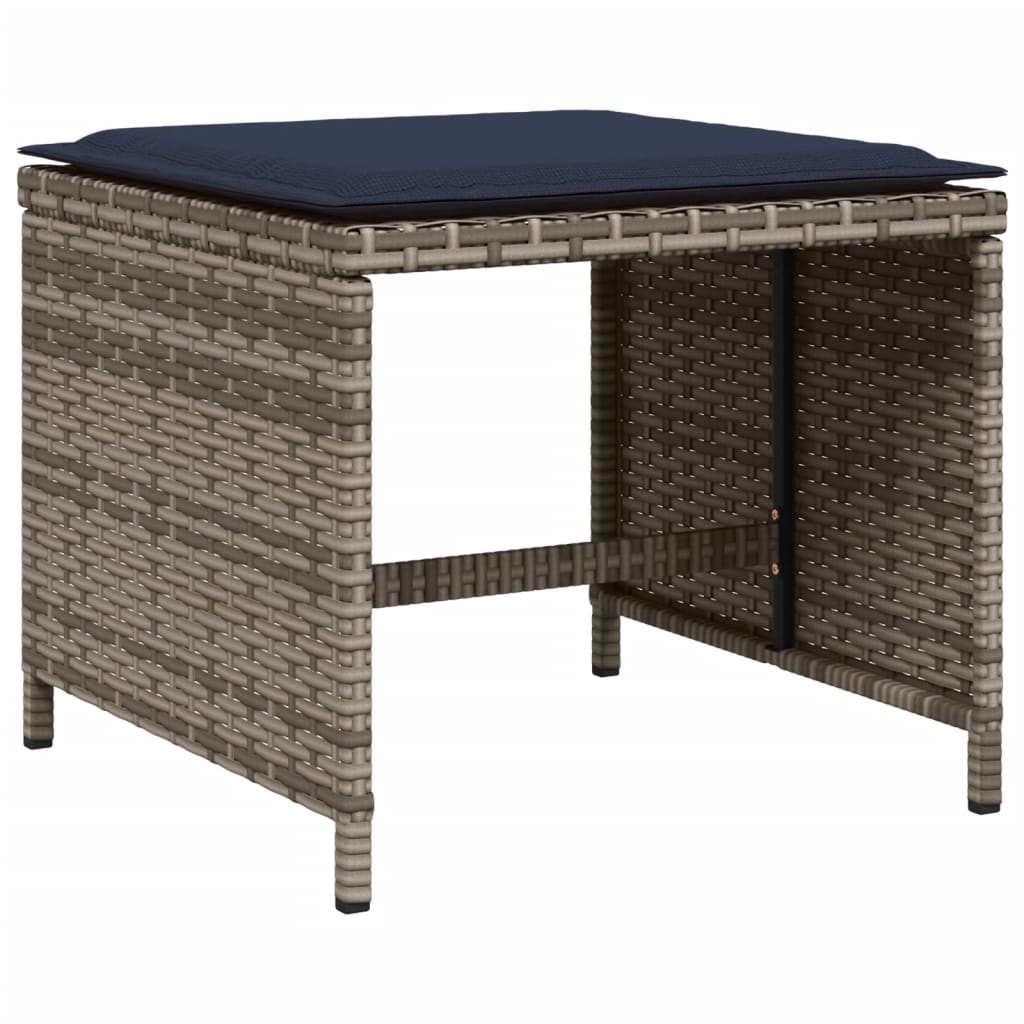 17 Piece Outdoor Dining Set with Cushions Gray Poly Rattan