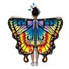 Schmetterlingsumhang für Kinder, Performance, Cosplay, buntes Feenflügel-Kostüm mit flatternden Ärmeln, mehrlagigem Saum, Karnevalsrock, Halloween-Stirnband, Maske
