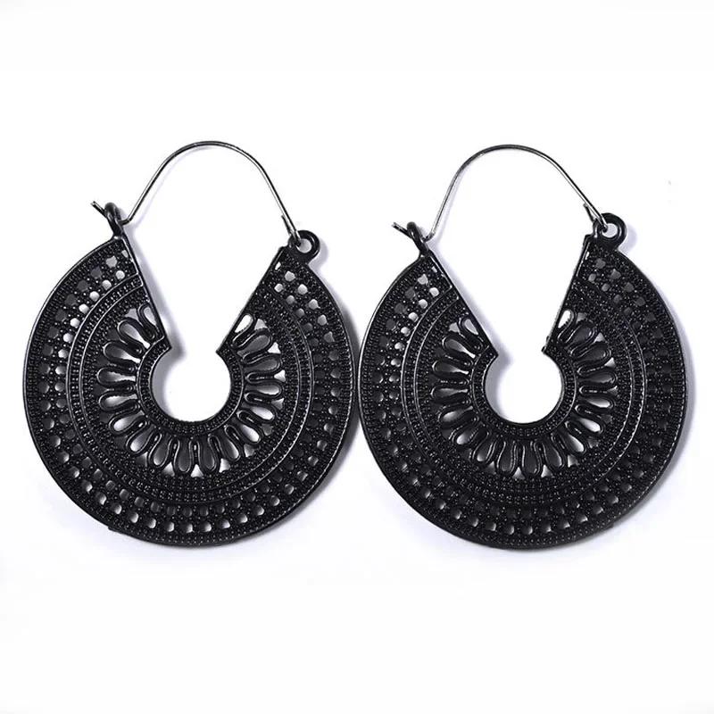 New Vintage Ethnic Hollow Flower Gypsy Dangle Trible Earring for Women Fashion Indian Jewelry Gifts