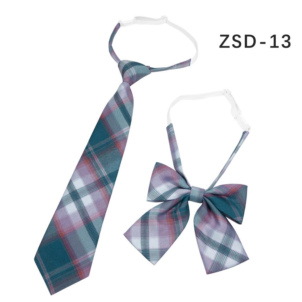 Unisex JK Collar Plaid Bowknot Flower Set - Polyester Cotton Student Uniform Accessory