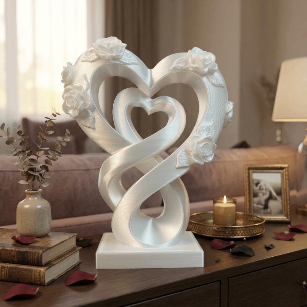 Modernes Herz-Rosen-Ornament Romantisches Herz-Statuen-Ornament Kreatives Liebes-Ornament Valentinstagsgeschenk