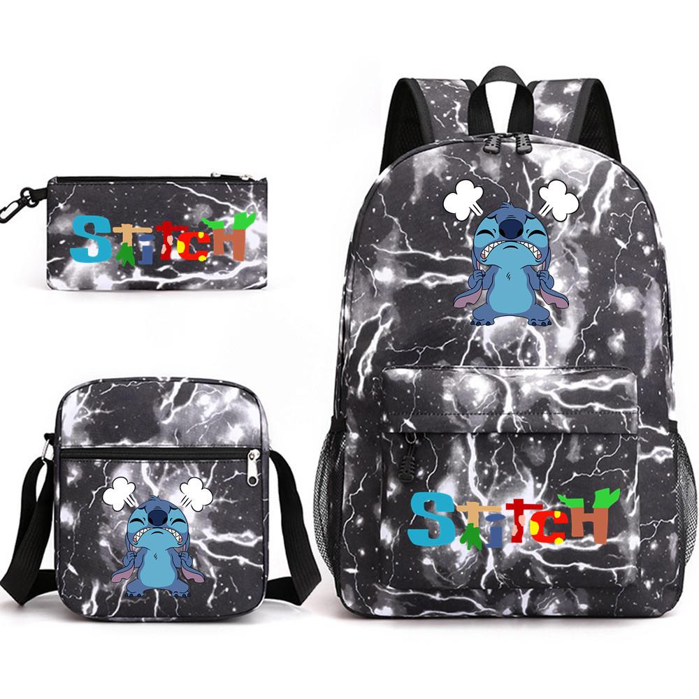 Interstellar Baby Stitch Three-Piece School Bag Cartoon Peripheral Printed Polyester Backpack Student School Bag Leisure Bag