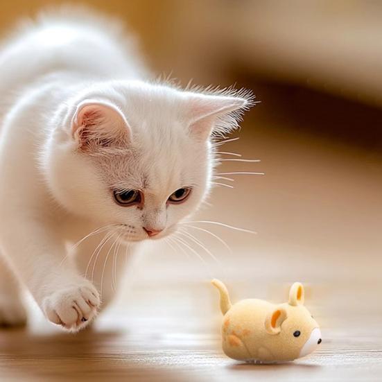 Electric Fake Rat Cat Toy Interactive Electronic Realistic Plush Mouse Toy Automatic Moving Kitten Self Play Exercise Toy for Indoor Cats