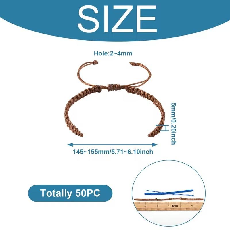 50pcs Multicolor Adjustable Braided Nylon Twisted Cord Bracelet Making Chinese Knot Bangle DIY Jewelry Findings 1¬1.55cm Long