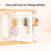 Rotating Picture Frame with Glass Cover Replaceable Exquisite Rustic Vertical/Horizontal Desktop Display Nordic Style Double Sided Photo Frame