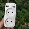 Rozšírenie EÚ Adaptér s dvojitou zásuvkou s 2 USB Power Strip Adaptér s inteligentnou zásuvkou
