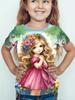 Girl Clothes Cute Cartoon Girl 3D Print Summer Casual Short Sleeve Fashion O-Neck Kids Top Trendy Streetwear Children's Clothing