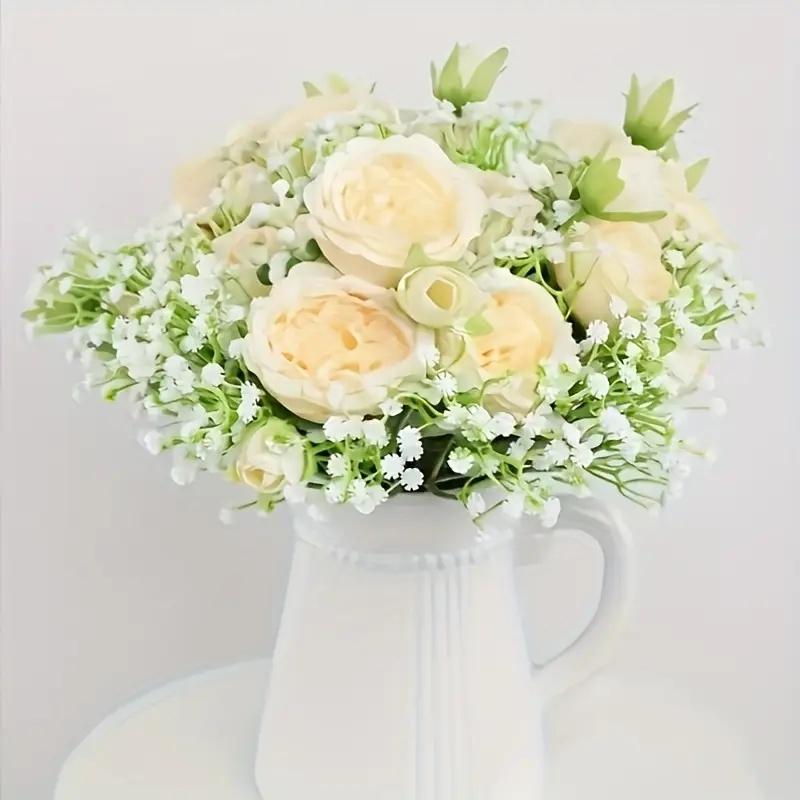20pcs  Artificial Flowers -  Gypsophila Bouquet with Stems for Home, Office, Garden & Wedding Decor