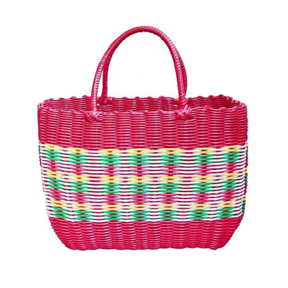 Woven Handheld Vegetable Basket High-End Bath Basket Fashion Plastic Woven Basket  Vegetable Market