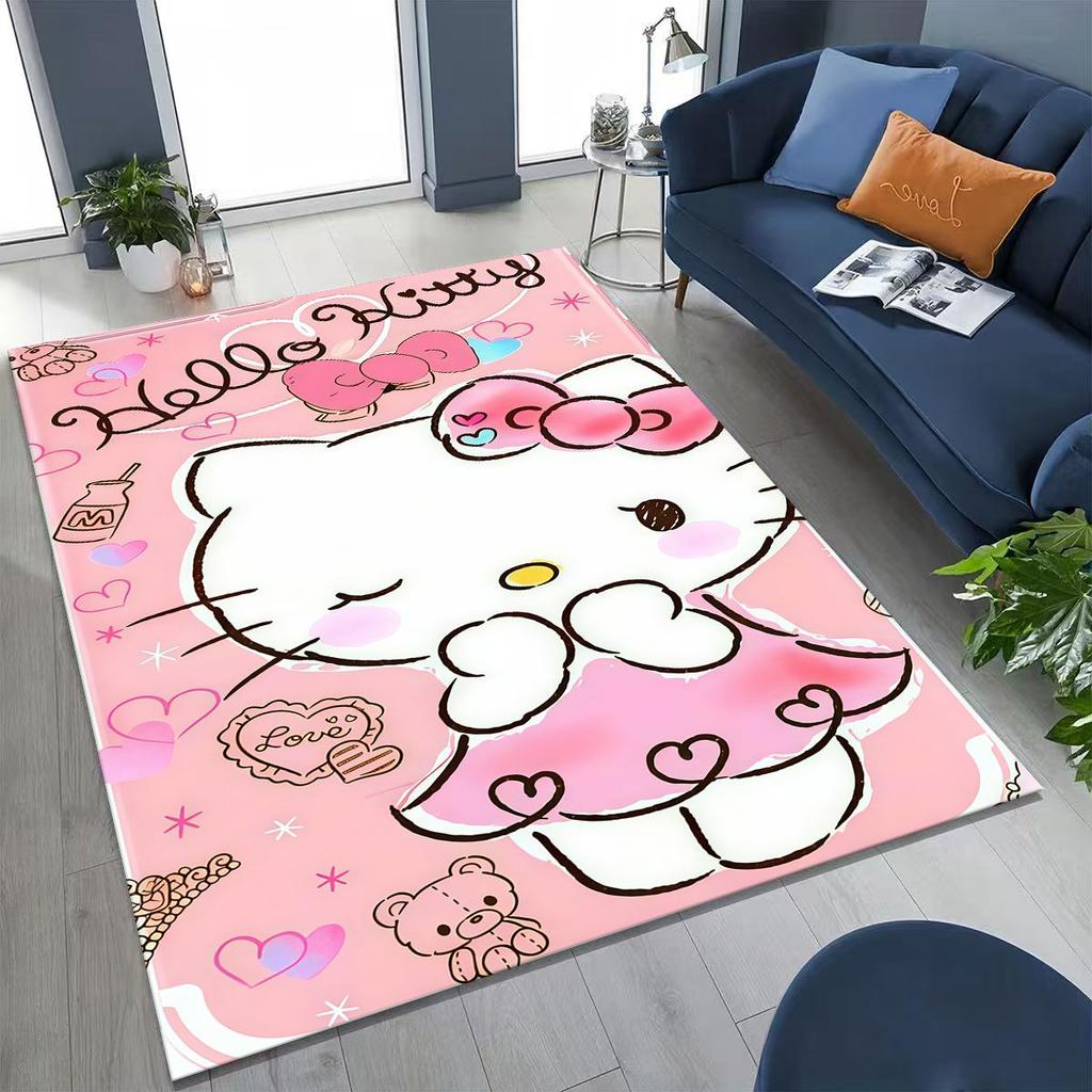 3D Cute Hello Kitty   Cartoon Rug for Bedroom Living Room Sofa Home Doormat Decor, Large Kid Play Non-slip Floor Mat Gift