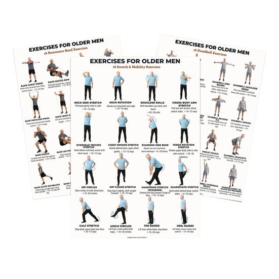 3Pcs Tai Chi Workout Posters Seated Exercise Chart with 16 Gentle Chair Yoga Movements Tai Chi Instructions for Beginners Seniors