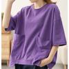 Dimanaf Plus Size 2022 Summer Pattern Women T-Shirts Cotton Lady Tops Tunic Tees Casual Shirt 2022 Purple Green