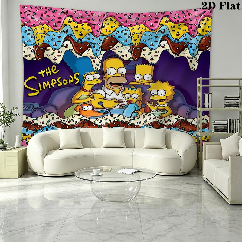 Simpsons Family Wall Tapestry Aesthetic Wall Hanging Printed Fabric Blanket Decorative Tapestries for Bedroom Living Room Home Decor