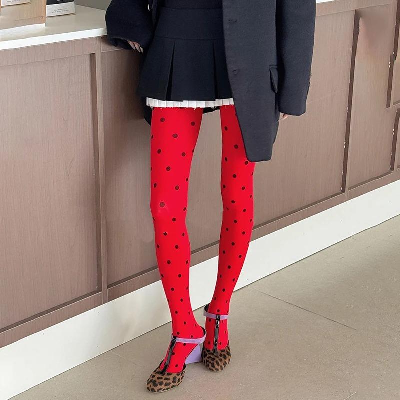 Original Nische Samt Polka Dot Strumpfhosen Koreanischer Ins Stil Retro Damen Bodensocken Frühling Spicy Girl Mode Rock Strümpfe