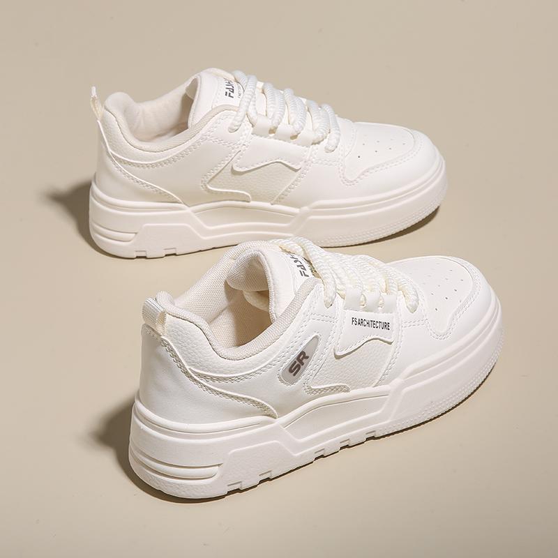 Women's Casual Sports Shoes 2025 New Spring Summer Style Thick Sole Board Shoes Breathable Artificial Leather Flat Shoes