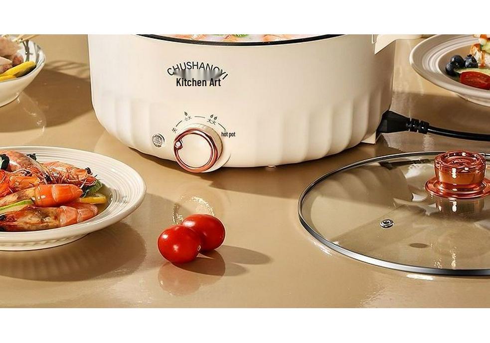 Compact Multifunctional Electric Cooker for Dorms - Non-stick Mini Hot Pot & Frying Pan