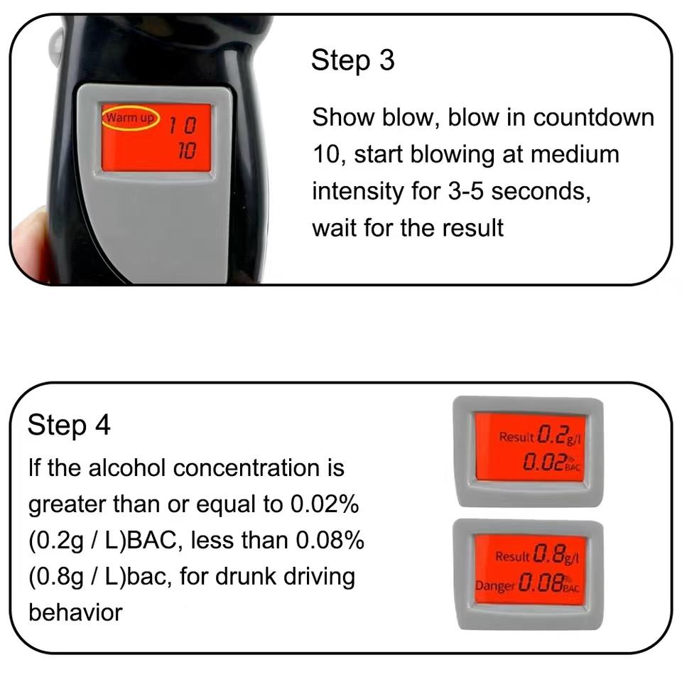 Handheld Alcohol Tester LCD Screen Digital Alcohol Detector Breath Breathalyze Police Alcotest Backlight Display