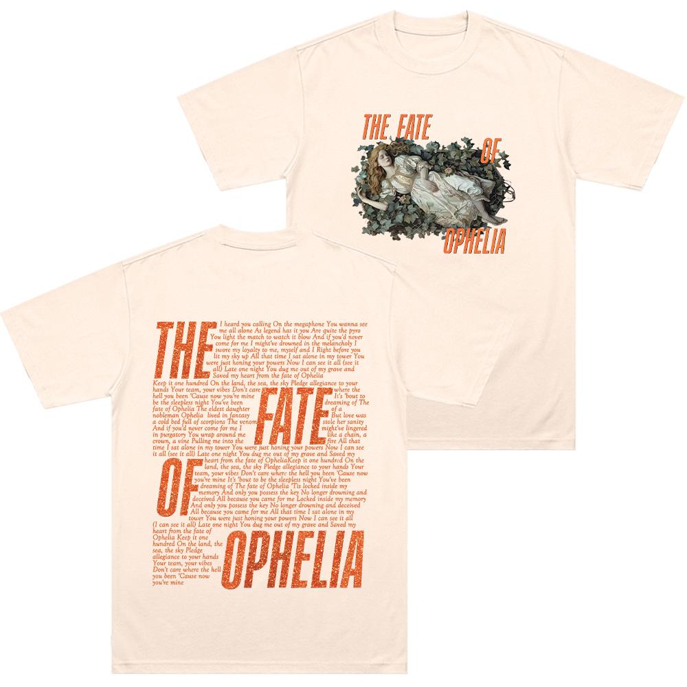 

The Fate of Ophelia Comfort T-shirts TS Inspired in My Showgirl Era Pearls Concert Lyric Music Album Tee Cotton T Shirts Unisex M пісочний