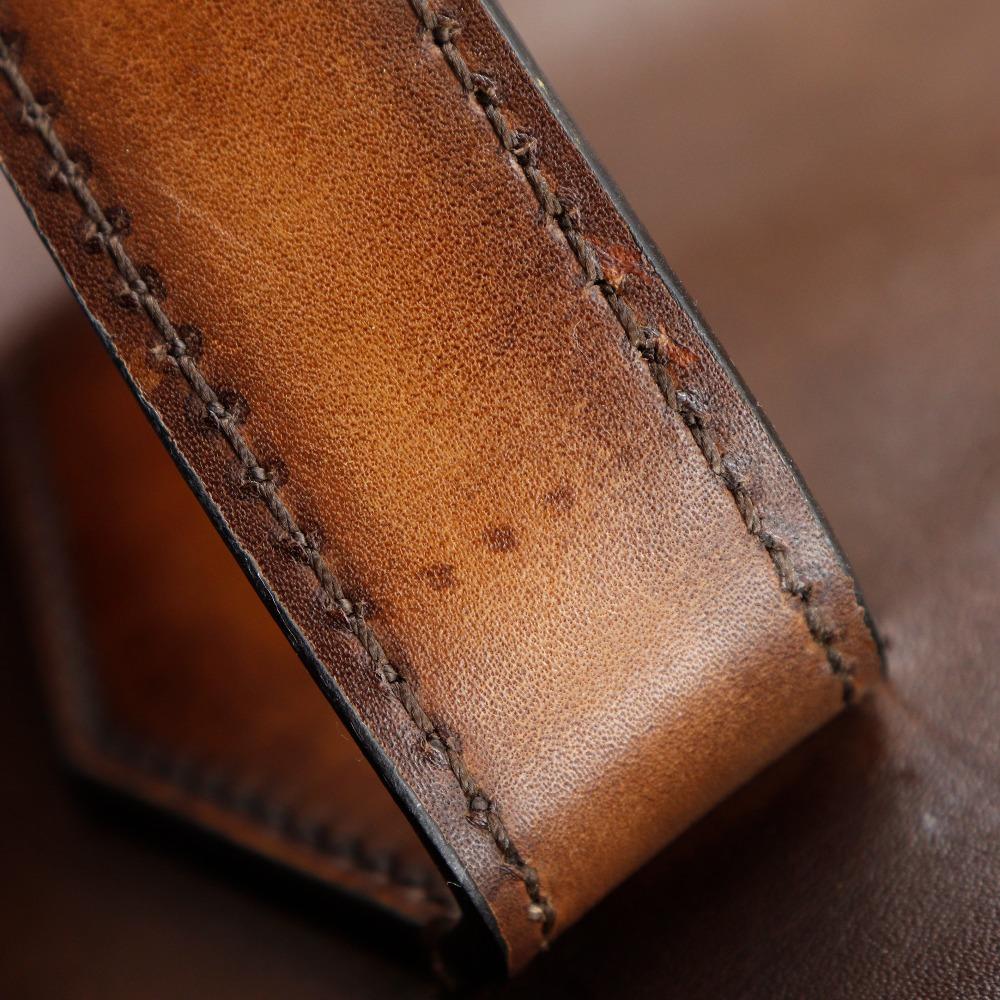 Berluti Modernist Vertical Tote Bag Calligraphy Scrit Brown Calfskin mens Used