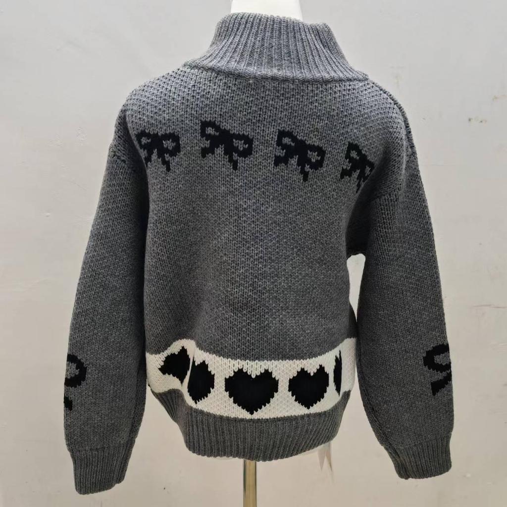 2026 Autumn/Winter Fair Isle Retro Knit Cardigan Sweater Coat