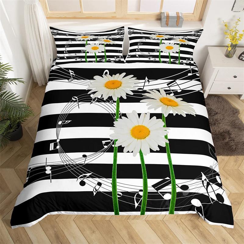 Daisy Duvet Cover Botanical Floral Bedding Set Microfiber Natural Blossom Flower Pattern Comforter Cover King For Boys Girl Room