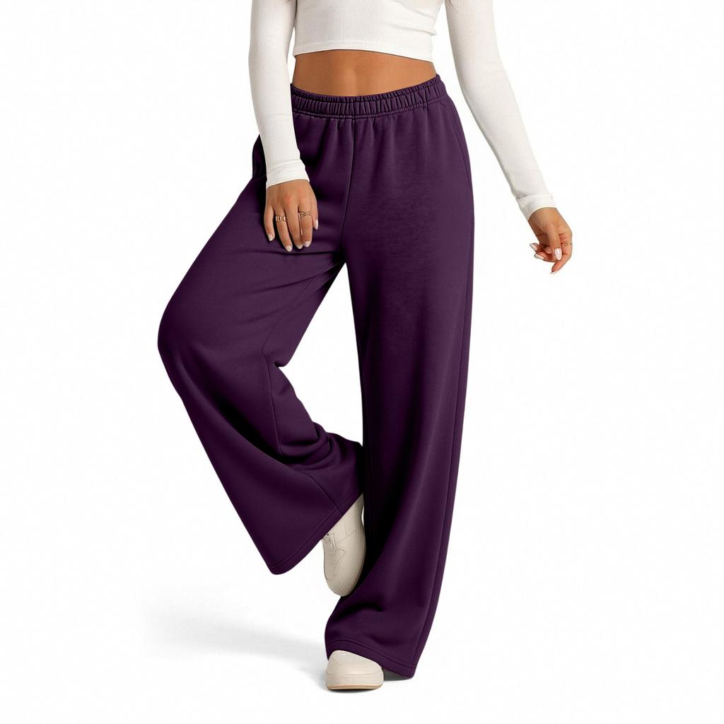 Women's Casual -Lined Wide Leg Sweatpants with Drawstring and Pockets for Everyday Wear