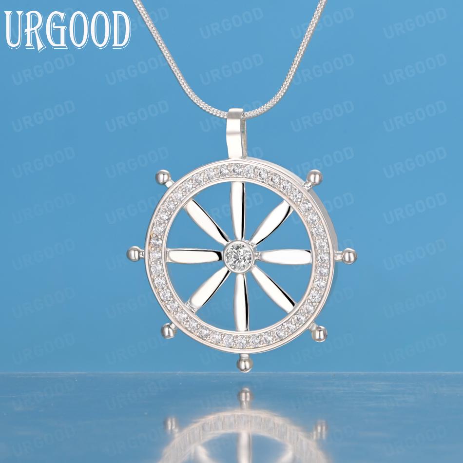 925 Sterling Silver AAA Zircon Round Fashion Pendant Necklace Wedding Jewelry