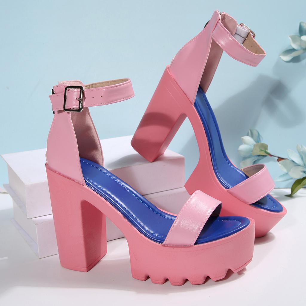 Fashion Aphixta 12cm Super High Woman Summer Sandals Purple Platform Peep Toe Classic Sandals Buckle Women Summer Shoes Big Size 43