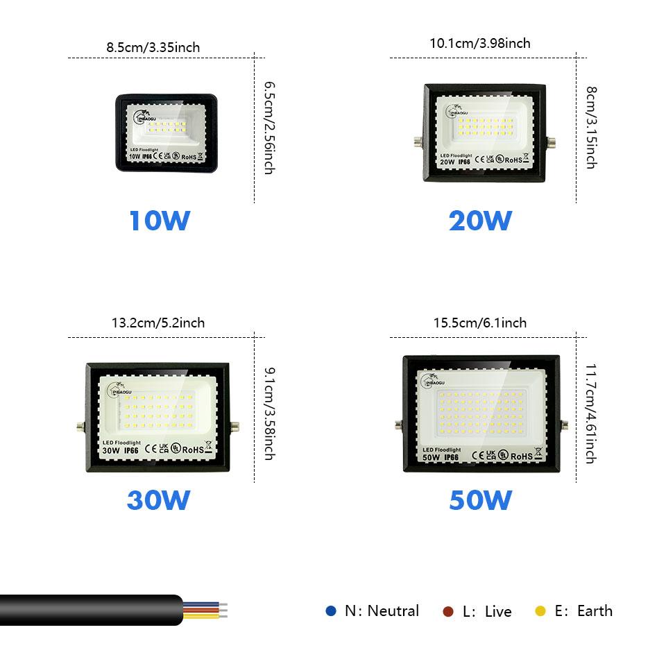 10-300W Led Flood Light IP66 Waterproof AC 220V AC110V Outdoor Floodlight Spotlight LED Reflector Street Lamp Wall Lights