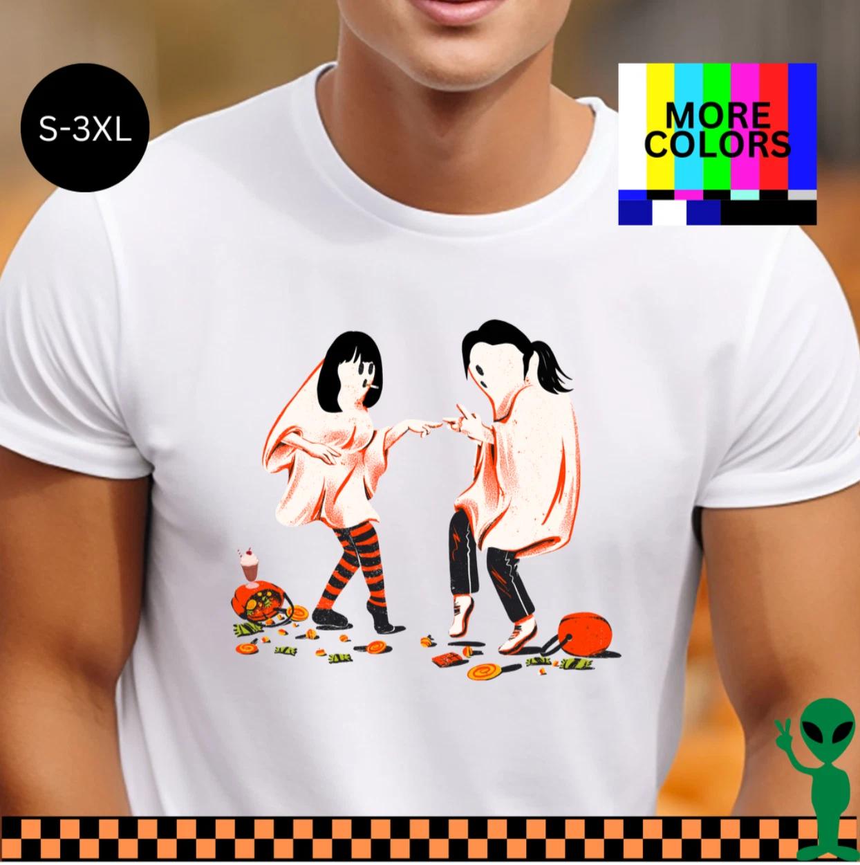 Pulp Fiction Parody Shirt Halloween Movie T-shirt Dancing Ghosts Tee S