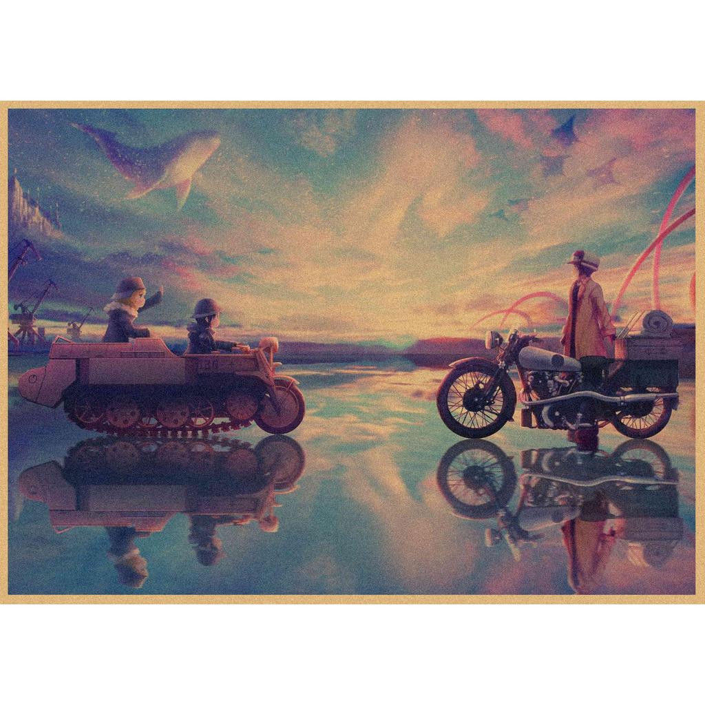 Retro Japanese Anime Girl Journey Poster - Kraft Paper Decorative Wall Art