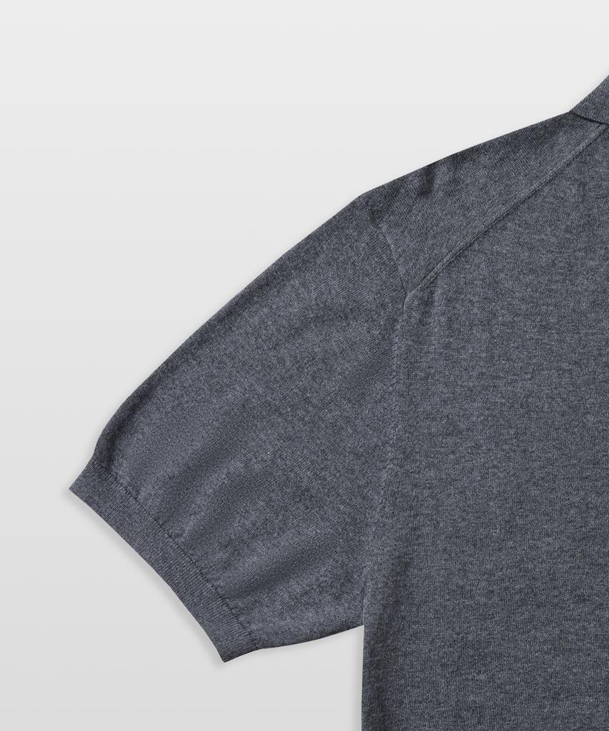 MANNERGRAM Nouvelle Fine Cashmere Cotton Polo Short Sleeve Knit Charcoal Gray