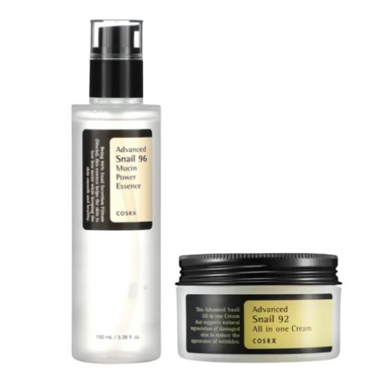 COSRX Advanced Snail 96 Mucin Power Essence & Snail 92 Cream Repair Set - Hydrating & Skin Barrier Repair Duo