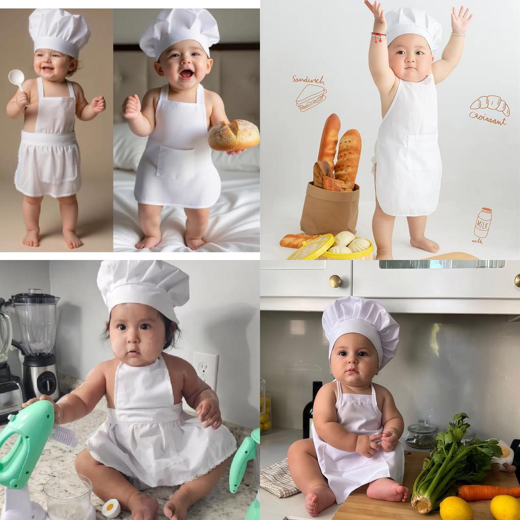 Child Chef Costume Set With Polyester Fabric For Kids Kitchen Role Play