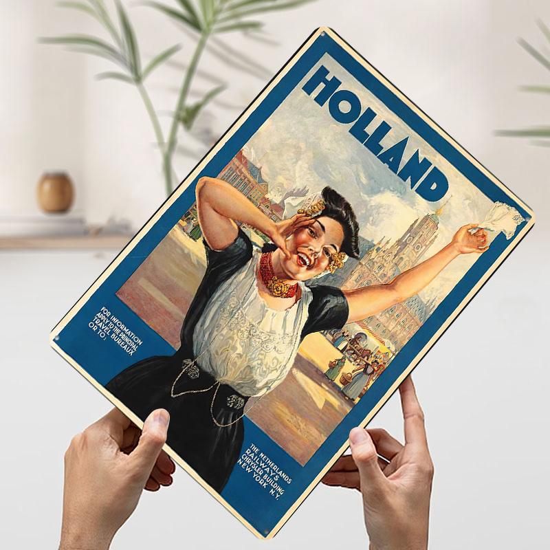 Vintage Reise Druckposter Maßgeschneidertes Retro Wandkunst Vintage Metallschilder für Zimmerdekoration Heimdekorationen Individuelle Platte