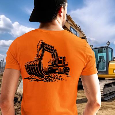 Digging Excavator TShirt Black White Art Heavy Equipment Operator Construction HiViz Safety Color Blue Collar Pride Workwear